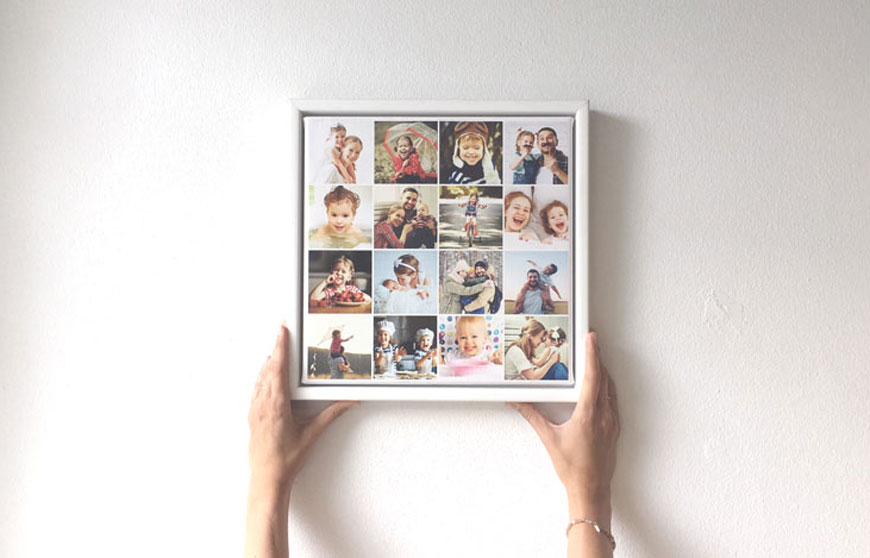 neu leinwand fotocollage mit schattenfugenrahmen