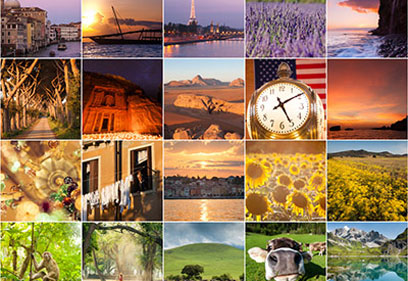 Collage vakantie in regenboogkleuren